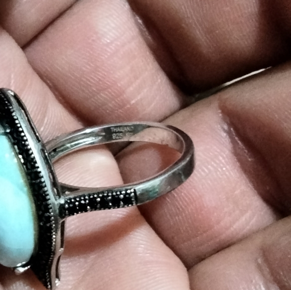Beautiful Larimar ring set in 925 sterling silver - size 9 - Picture 3 of 8